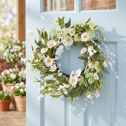 Ghirlanda di margherite artificiali, dall'aspetto naturale e resistente, per decorare porte e pareti, 55 cm. | Floristik24.it