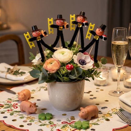 Decorazione a forma di fiore spazzacamino, portafortuna di Capodanno, 17 cm, 24 pezzi | Floristik24.it