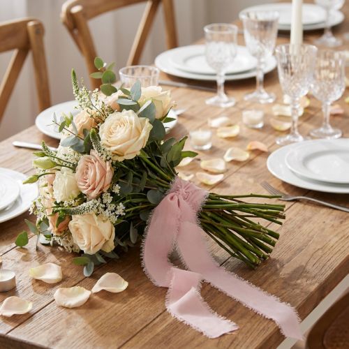 Nastro in chiffon rosa con frange 40mm 15m | Floristik24.it