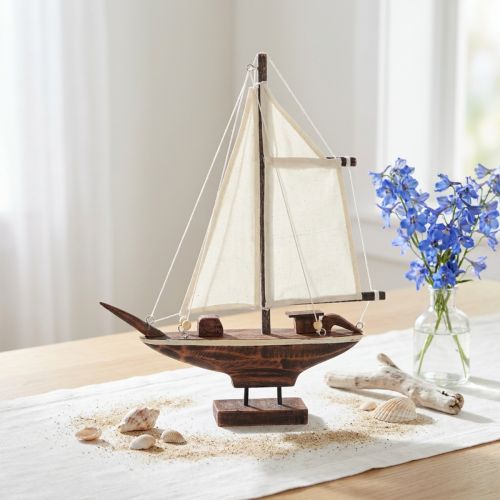 Decorazione per barca a vela nave in legno di pino marrone 32×5×41 cm | Floristik24.it