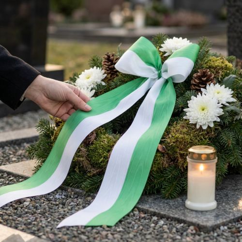 Prodotto Nastro per ghirlanda moiré 125 mm x 25 m nei colori verde e bianco, nastro in taffetà, nastro nazionale, nastro decorativo