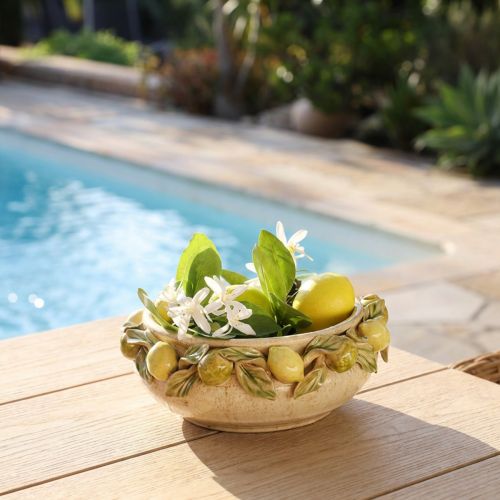 Ciotola in ceramica con limoni – Ciotola decorativa mediterranea per tavola e cucina Ø21,5cm H8,5cm | Floristik24.it