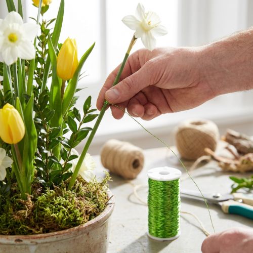 Decorazione in filo effetto brodo Ø0,30mm 100g 140m filo da fiorista verde mela filo da artigianato | Floristik24.it