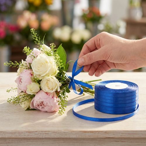 Nastro decorativo in raso blu doppio raso 6mm 50m | Floristik24.it