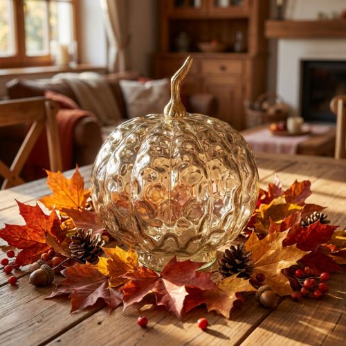 Decorazione zucca in vetro zucca in vetro decorazione da tavolo autunno Ø14cm H19cm | Floristik24.it