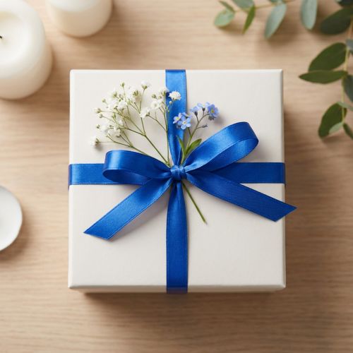 Nastro regalo in raso blu, nastro doppio raso 3 mm 50 m | Floristik24.it