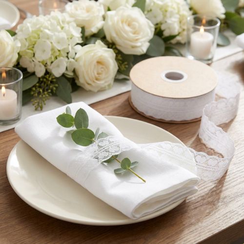 Nastro decorativo in pizzo cuori nastro decorativo pizzo bianco 25mm 15m | Floristik24.it