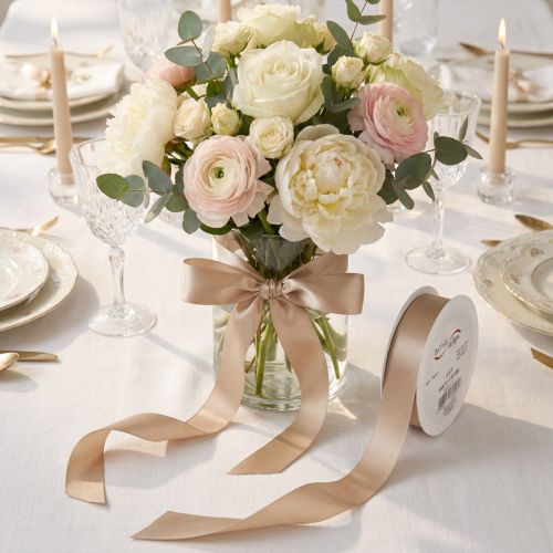Prodotto Nastro decorativo in taffetà satinato beige, 25 mm, 50 m