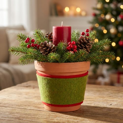 Prodotto Nastro in feltro di lana bicolore per decorazioni floreali, verde/rosso, 15 cm x 5 m