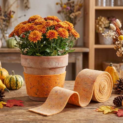 Prodotto Nastro in feltro, presina bicolore in feltro di lana, arancione/multicolore, 15 cm x 5 m