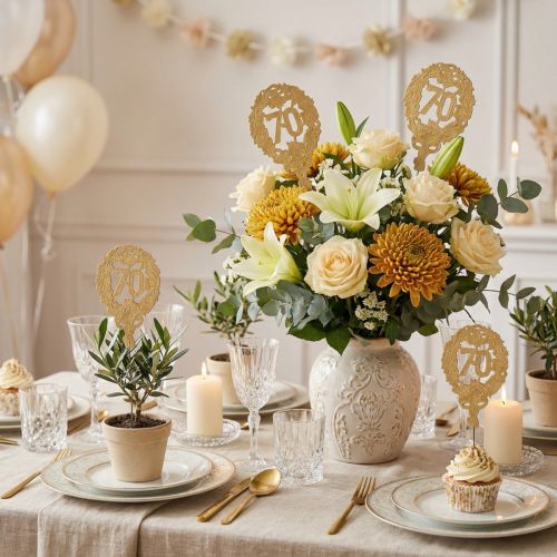 Settantesimo anniversario, 12 cm, 10 pezzi | Floristik24.it
