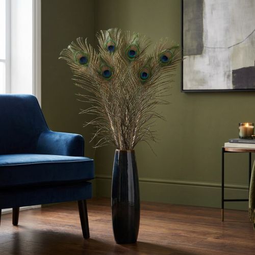 Decorazione con piume di pavone, vere piume di uccello, lunghe 75-85 cm, 8 pezzi | Floristik24.it