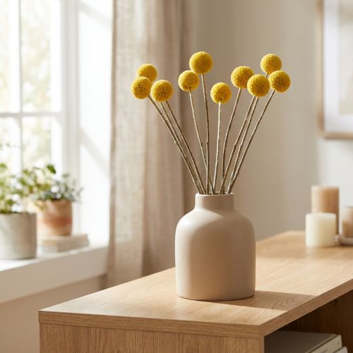 Fiori secchi di Craspedia, gialli, 70 cm, decorativi, 10 pezzi | Floristik24.it