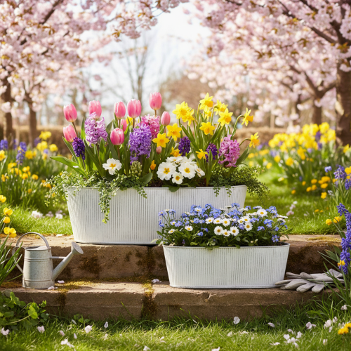 Prodotto Ciotola ovale in metallo bianco e argento, 32,5 cm/37 cm, set da 2