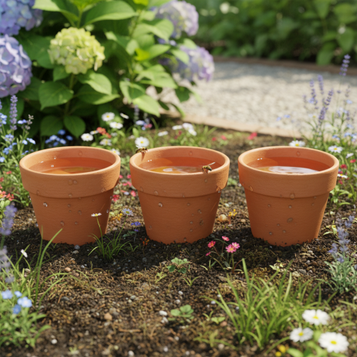 Prodotto Serbatoio d'acqua Aquasafe con fontanella per insetti, ideale per giardino, balcone e terrazzo, 12 cm, 3 pezzi.