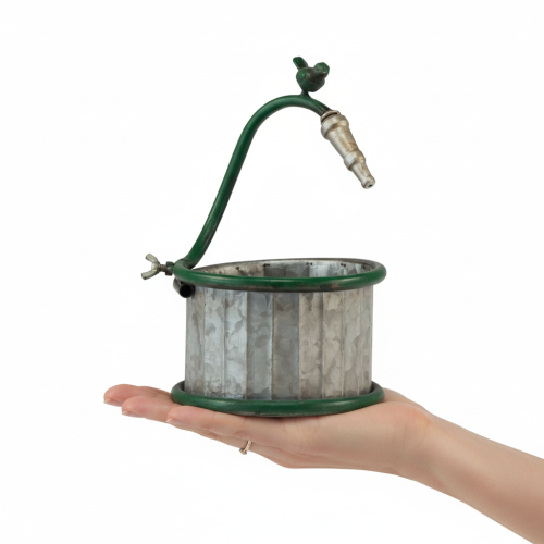 Prodotto Fioriera in metallo, barile per la raccolta dell'acqua piovana, design a forma di uccello, decorazione per balcone, Ø15,5 cm