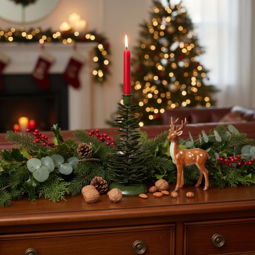 Candelabro a forma di albero di Natale, decorazione in metallo verde, 28 cm | Floristik24.it