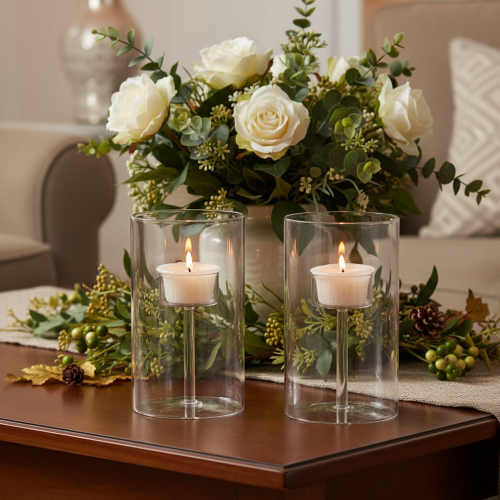 Portacandele in vetro con inserto per lumino, 15 cm, 2 pezzi | Floristik24.it