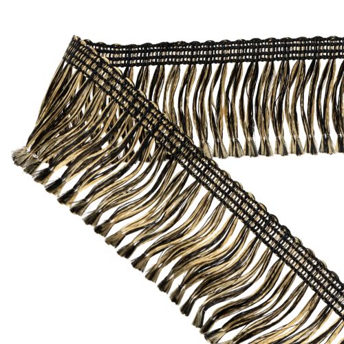 Prodotto Passamaneria sfrangiata nera e oro 4 cm x 25 m - Ideale per decorazioni di ghirlande, nastri da lutto e accessori vintage