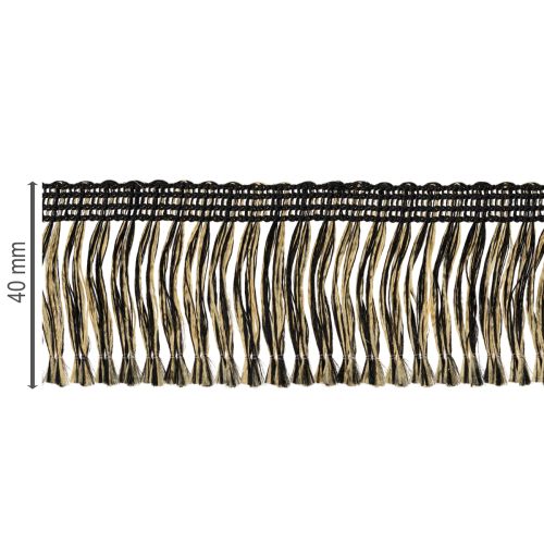 Prodotto Passamaneria sfrangiata nera e oro 4 cm x 25 m - Ideale per decorazioni di ghirlande, nastri da lutto e accessori vintage