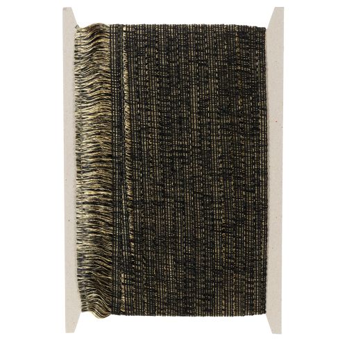 Passamaneria sfrangiata nera e oro 4 cm x 25 m - Ideale per decorazioni di ghirlande, nastri da lutto e accessori vintage | Floristik24.it