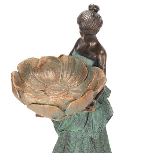 Prodotto Figura femminile con ciotola di fiori, statua decorativa per l'arredamento estetico di interni e giardini, 55 cm