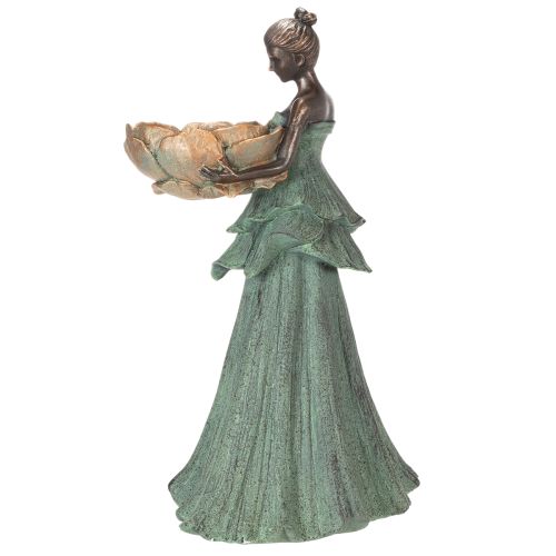 Prodotto Figura femminile con ciotola di fiori, statua decorativa per l'arredamento estetico di interni e giardini, 55 cm