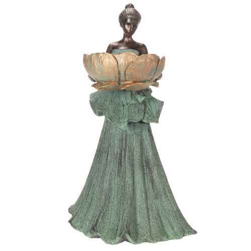 Prodotto Figura femminile con ciotola di fiori, statua decorativa per l'arredamento estetico di interni e giardini, 55 cm