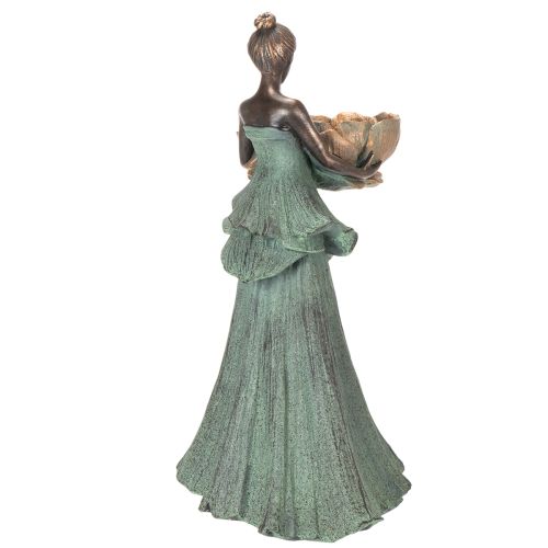 Prodotto Figura femminile con ciotola di fiori, statua decorativa per l'arredamento estetico di interni e giardini, 55 cm