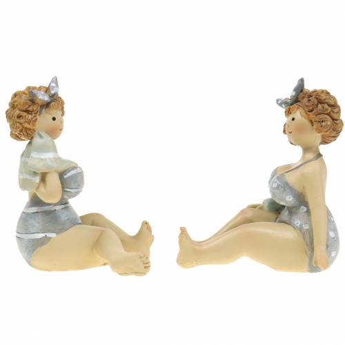 Floristik24 Figura decorativa donna in costume da bagno grigio 10cm 2pz