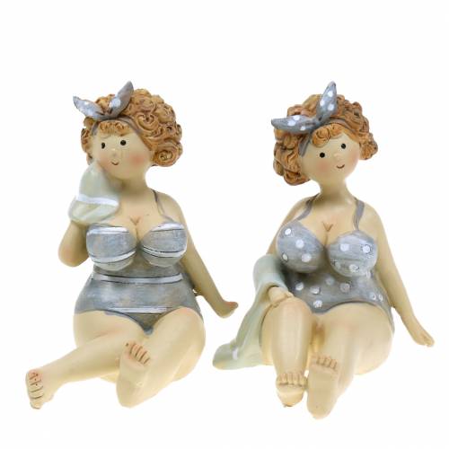 Floristik24 Figura decorativa donna in costume da bagno grigio 10cm 2pz