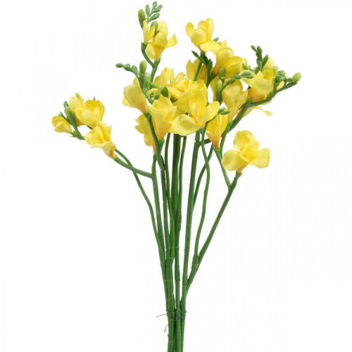 Fresie, fiori artificiali, fresie in mazzetto giallo L64cm 6pz