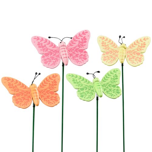 Tappi per fiori con decorazione primaverile Farfalle decorative in legno 24,5 cm 16 pezzi