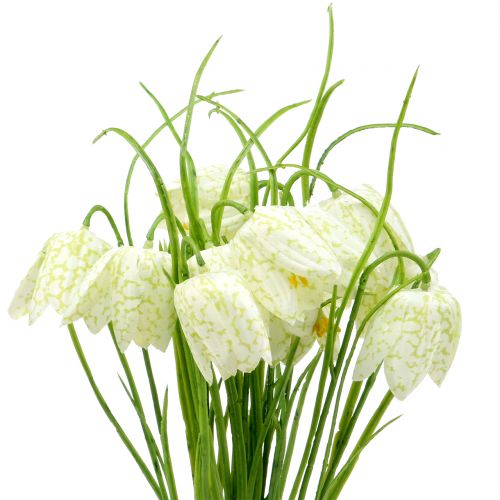 Floristik24 Scacchiera fiori Fritillaria artificiale bianco, verde 40cm 12pz