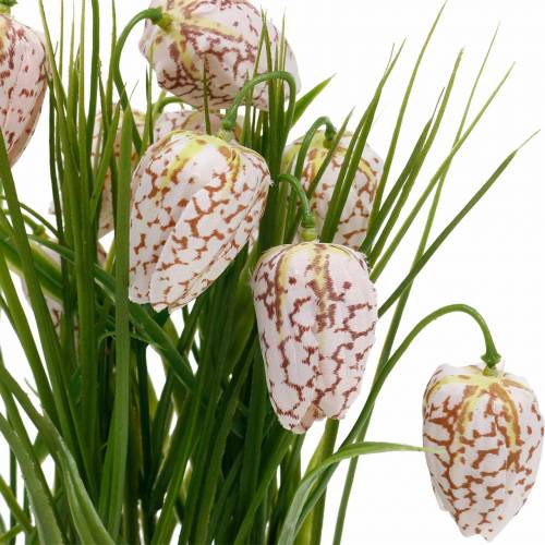 Prodotto Fiore a scacchiera artificiale in vaso, Fritillaria di fiori primaverili, Fiore di seta rosso bianco