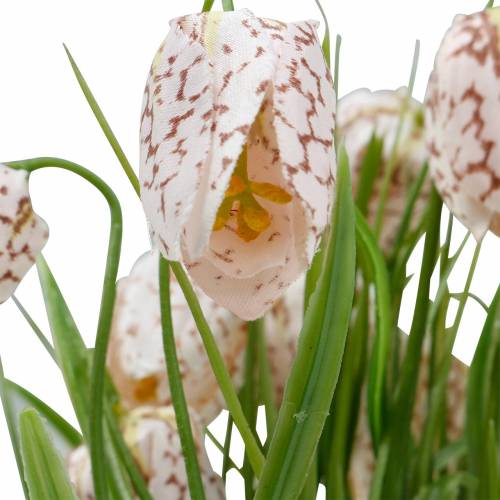Floristik24 Fiore a scacchiera artificiale in vaso, Fritillaria di fiori primaverili, Fiore di seta rosso bianco