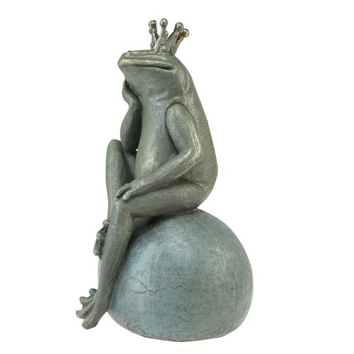 Floristik24 Rana decorativa re rana decorazione da giardino rana con corona d&#39;oro grigio dorato 25 cm