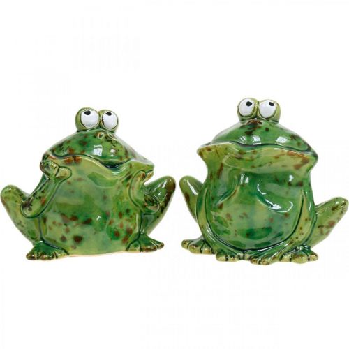 Floristik24 Coppia di rane, decoro in ceramica, ranocchia decorativa, rane sedute