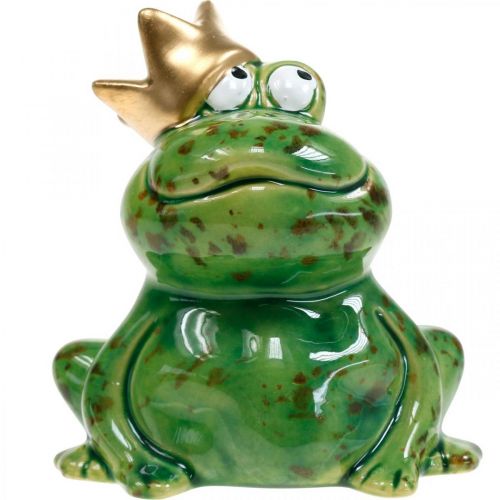 Floristik24 Decoro primaverile, ranocchio con corona, figura decorativa, principe ranocchio