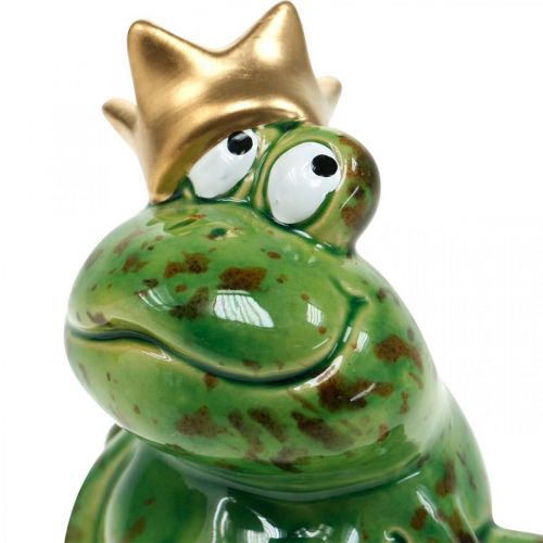 Floristik24 Decoro primaverile, ranocchio con corona, figura decorativa, principe ranocchio