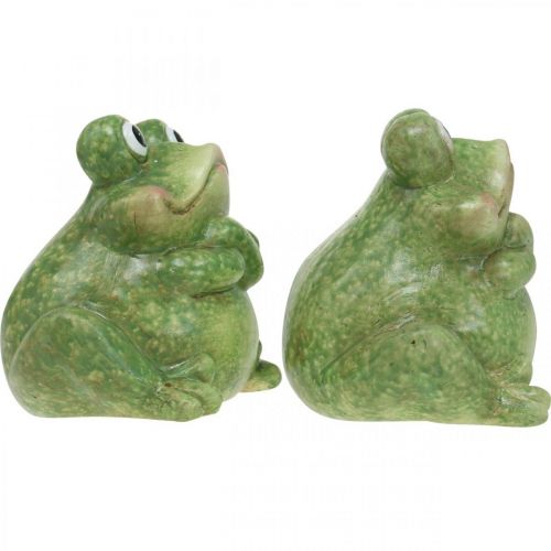 Prodotto Coppia di rane in ceramica, coppia di rane in ceramica, decoro estivo 14cm 2pz
