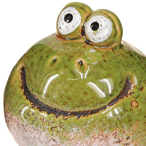 Prodotto Testa di rana in ceramica estiva verde marrone vintage 7x7cm 4 pz