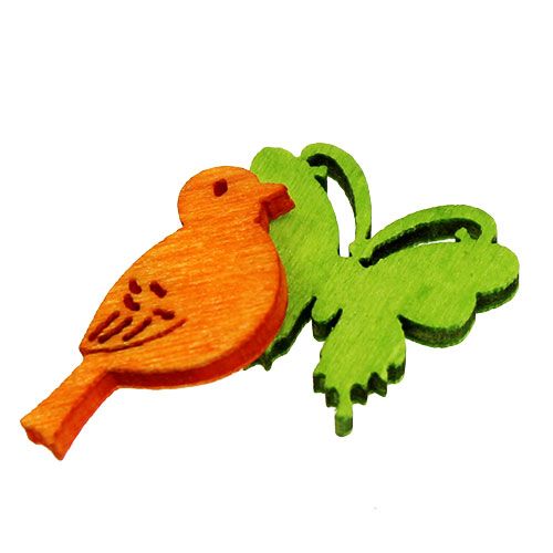 Prodotto Uccello decorativo e farfalla in legno decorazione colorata 2cm 144p