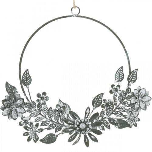 Floristik24 Decorazione primaverile, fiori decorativi ad anello, decorazione in metallo, decorazione floreale pendente Ø16cm 2pz