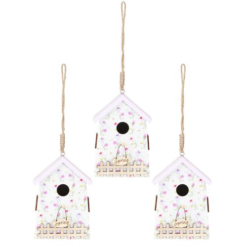 Prodotto Decorazione primaverile casetta per uccelli lilla bianco H11cm 3 pezzi