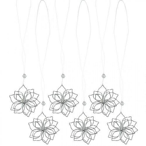 Floristik24 Decorazione primaverile, fiore fatto di filo, fiore di metallo, decorazione di nozze, ciondolo decorativo estivo 6 pezzi