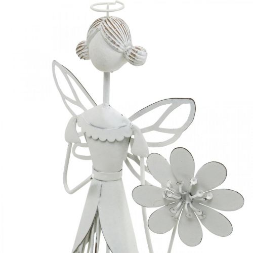 Floristik24 Decorazione primaverile, fata dei fiori, lanterna in metallo, fata dei fiori con fiore 34,5 cm
