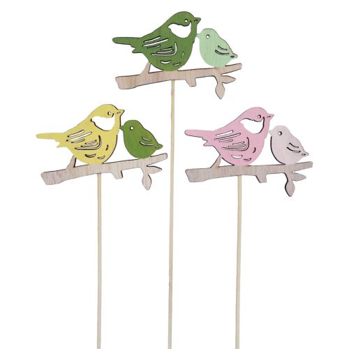 Floristik24 Decorazione primaverile con fiori in legno, decorazione a forma di uccello, 7×10 cm, 12 pezzi