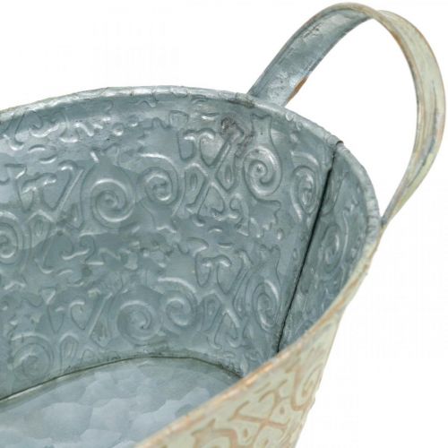 Floristik24 Vaso da fiori con decorazione primaverile Vaso per piante ovale in metallo con manici vintage 28×15cm