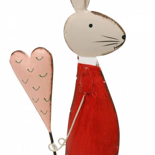 Prodotto Decorazione primaverile, coniglietto pasquale in metallo, San Valentino, coniglietto con cuore, Pasqua 45 cm